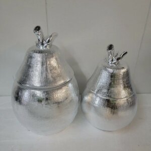 Compass Home Set of 2 Porcelain Pear Shaped Jars Small and Large