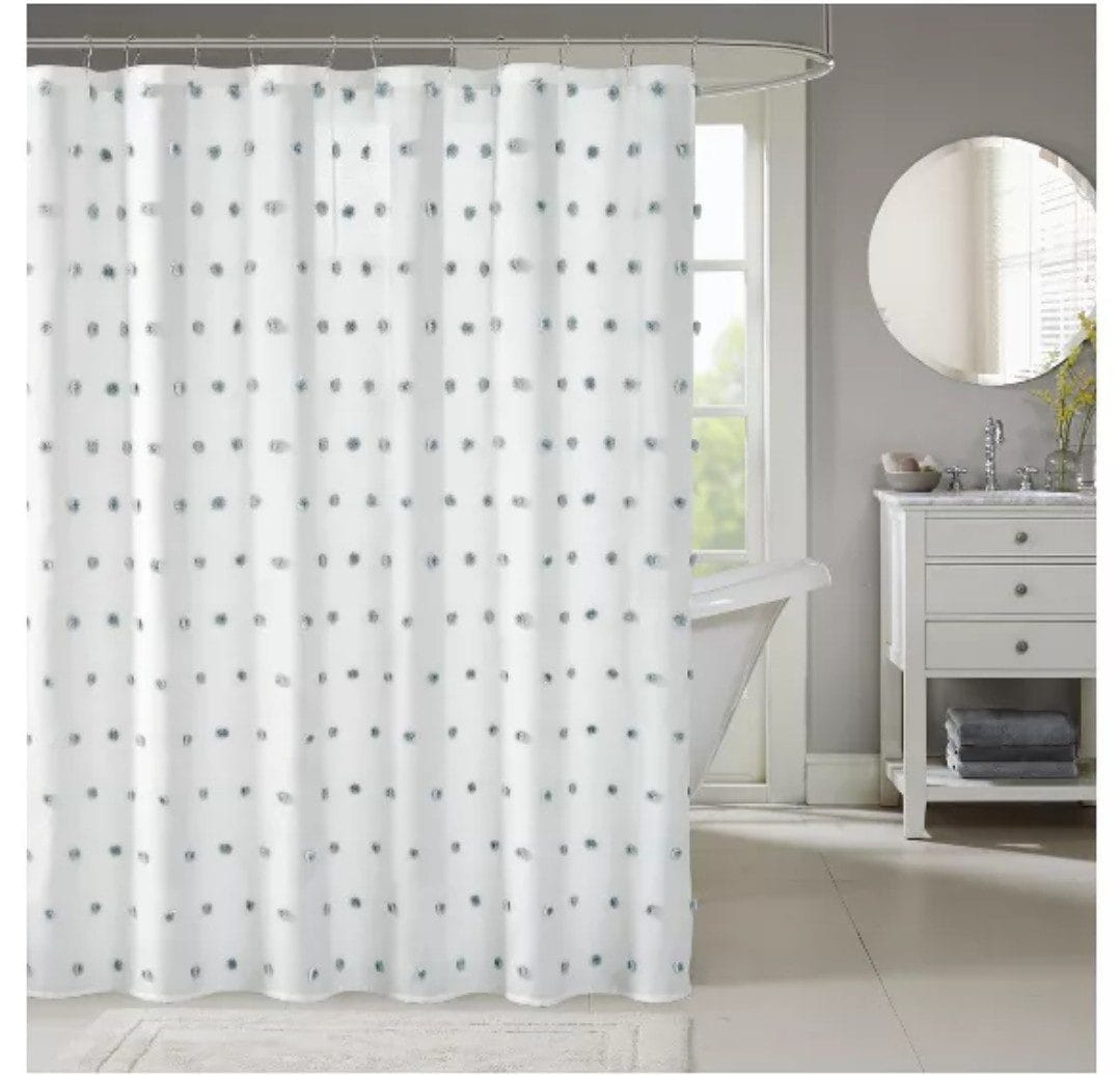 Polka Dots Shower Curtain White