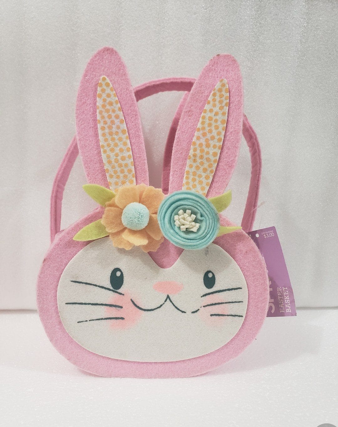Easter Bunny Felt Basket Pink - Spritz