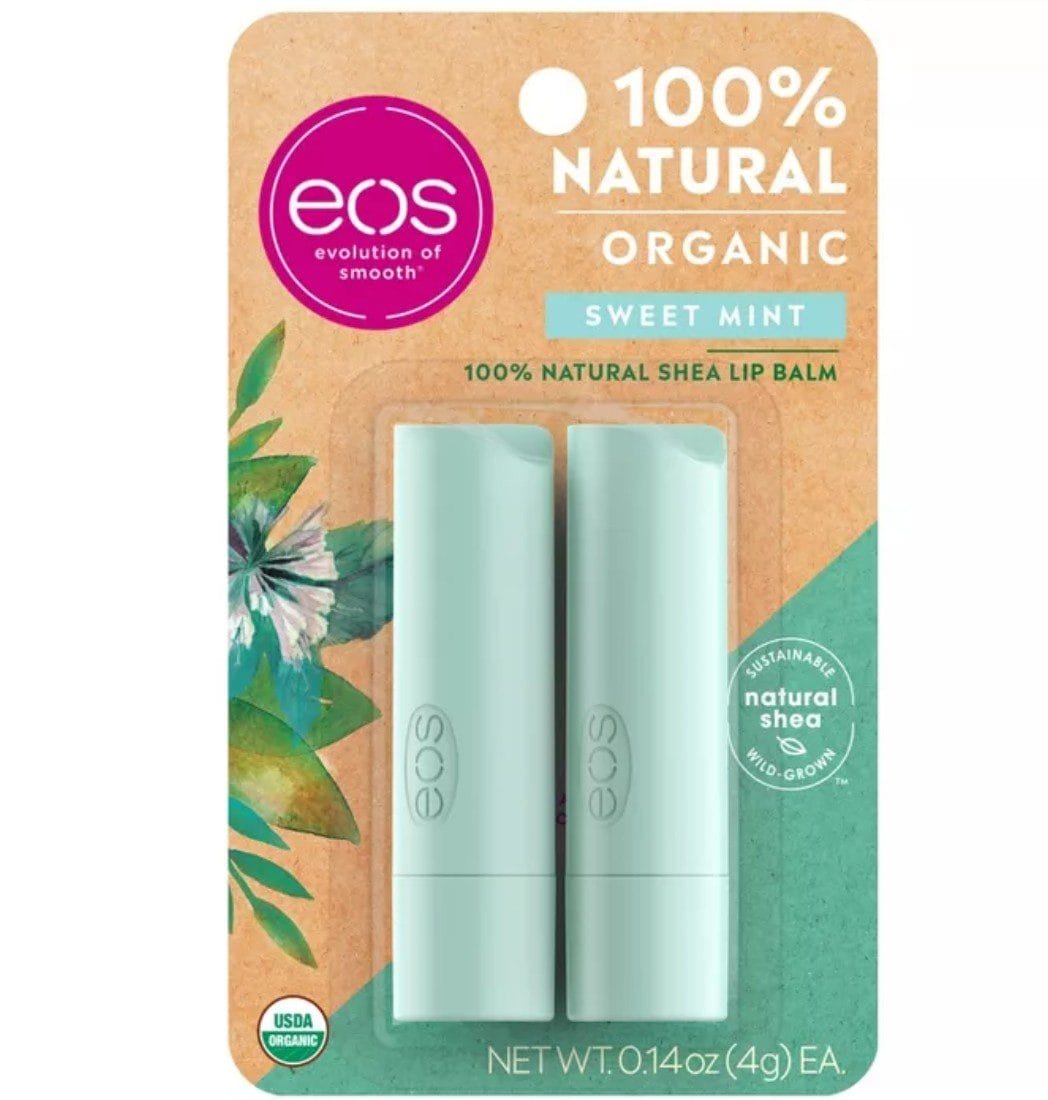 eos Natural & Organic Lip Balm Stick - Sweet Mint - 2pk/0.28oz