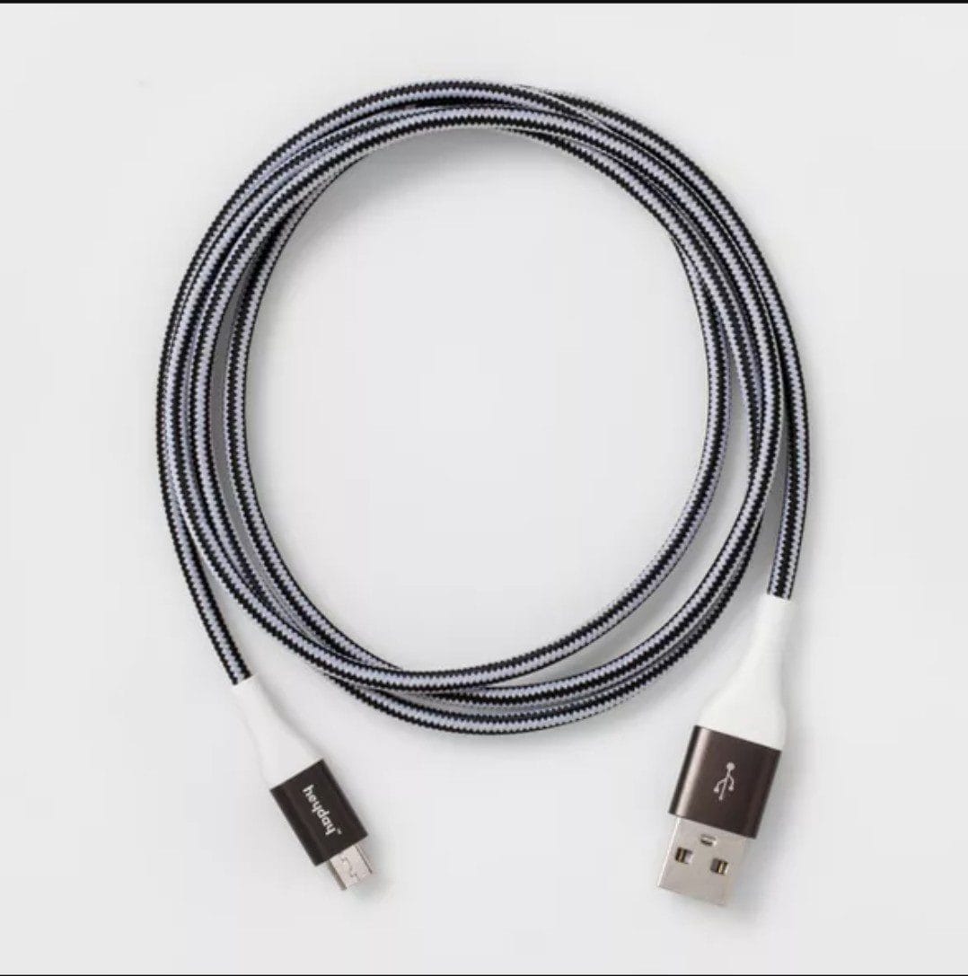 heyday™ 4' Micro USB to USB-A Braided Cable - Black/White/Gunmetal heyday™ 4' Micro USB to USB-A Braided Cable - Black/White/Gunmetal
