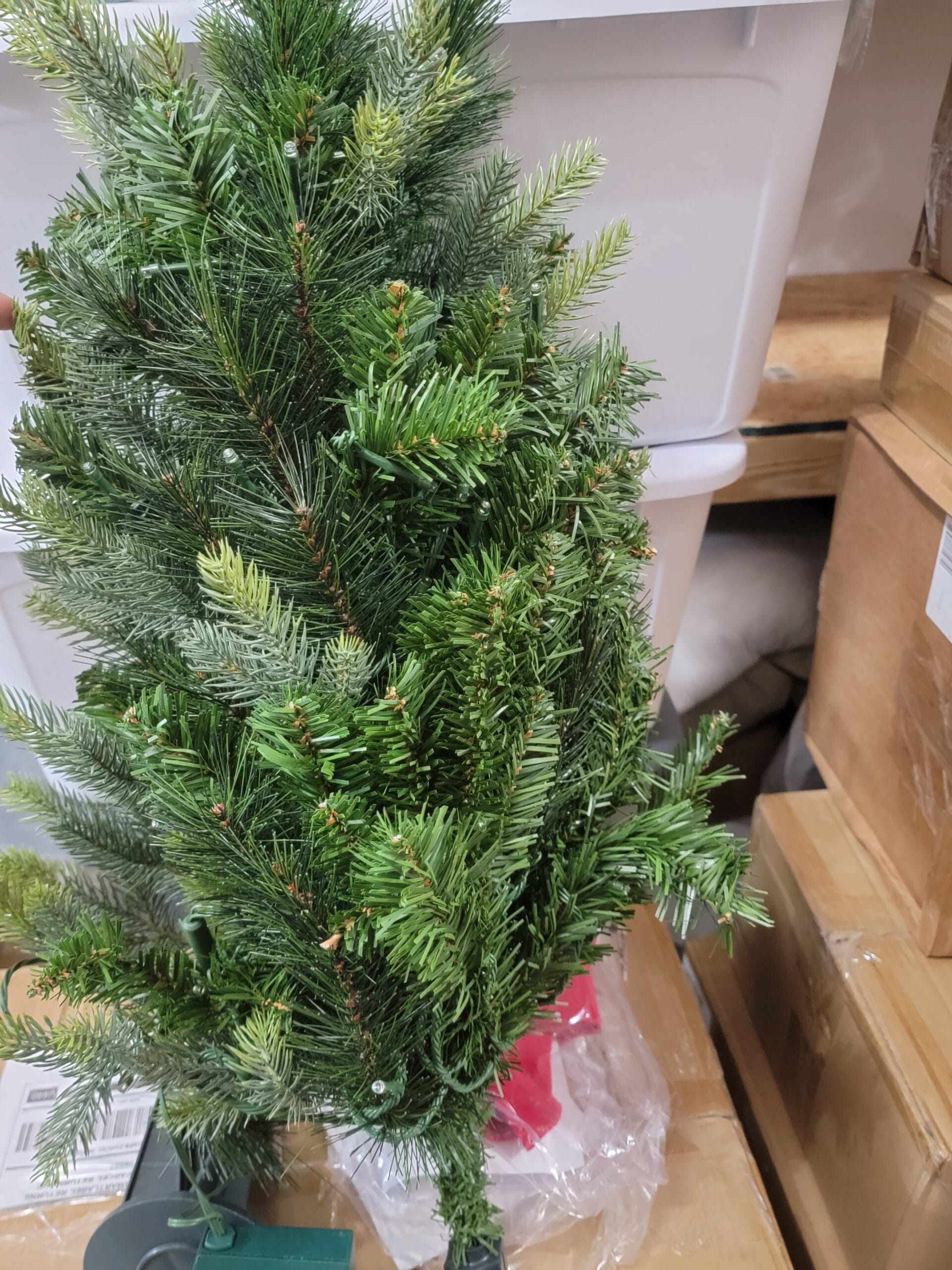 Bethlehem Lights 30" Green Overlit Stake Tree with Bow