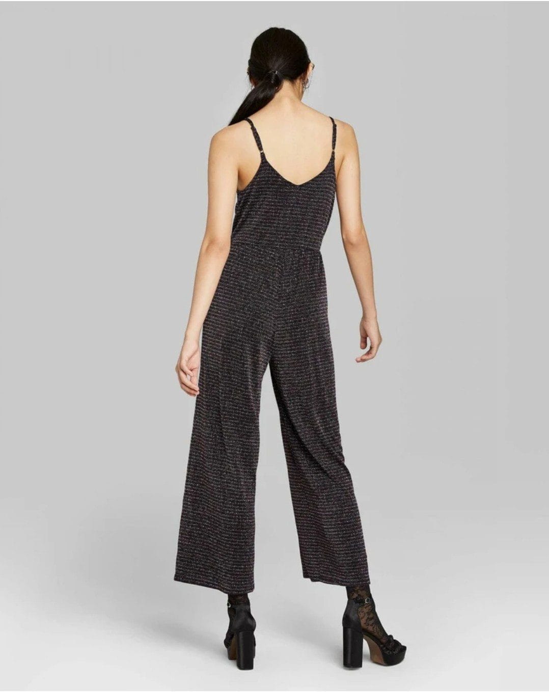 Wild Fable Women's Sleeveless V-Neck Sparkle Wrap Jumpsuit. Large