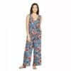 Women's Floral Print Sleeveless Deep V-Neck Belted Button-Front Jumpsuit. Size Small
