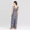 Women's Floral Print Sleeveless Deep V-Neck Belted Button-Front Jumpsuit. Size Small