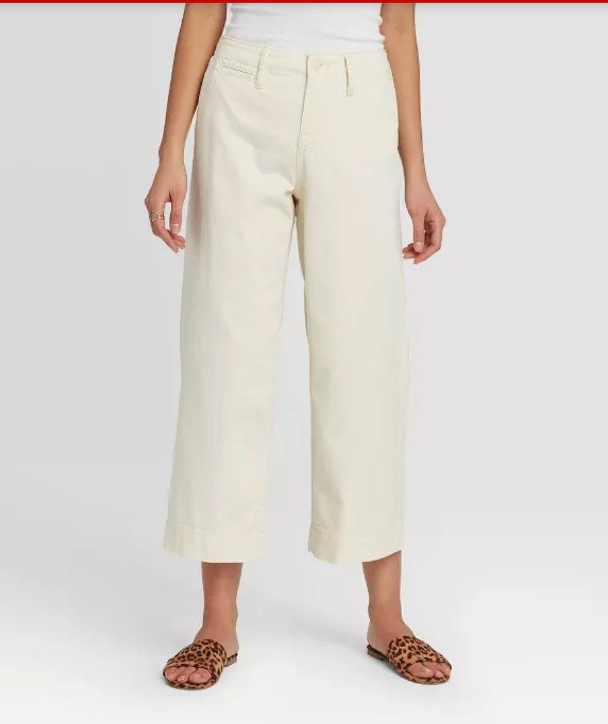 Women's High-Rise Wide Leg Cropped Corduroy Pants - A New Day. Size 4