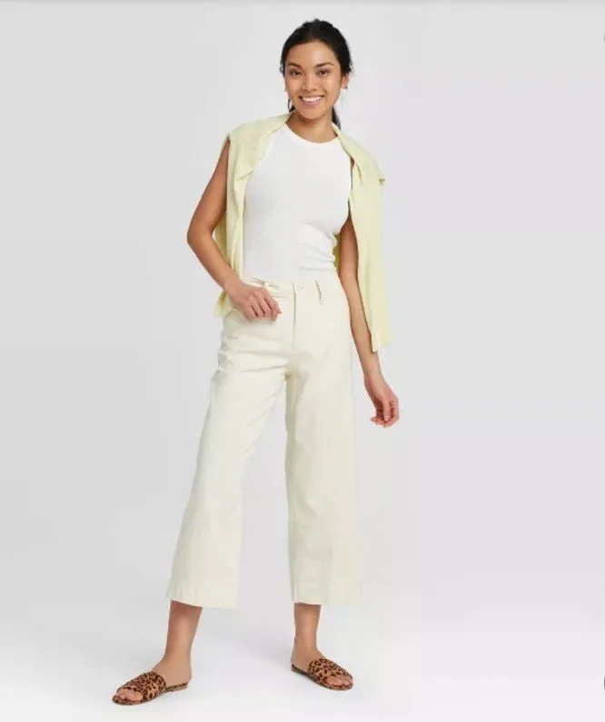 Women's High-Rise Wide Leg Cropped Corduroy Pants - A New Day. Size 4 Women's High-Rise Wide Leg Cropped Corduroy Pants - A New Day. Size 4