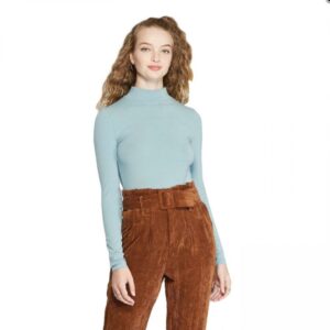 Women's Long Sleeve Cropped Mock Turtleneck Shirt Top. Size XXL
