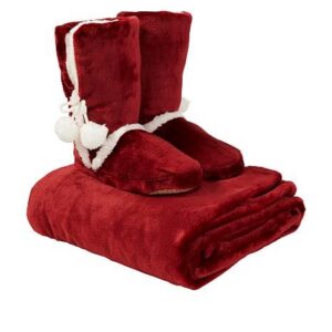 Soft & Cozy Plush Throw and Booties Gift Set ALL COLORS, SIZE S M L XL