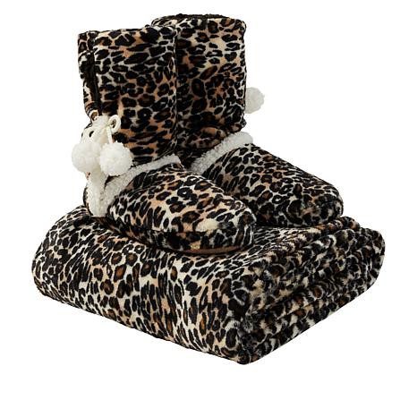 Soft & Cozy Plush Throw and Booties Gift Set ALL COLORS, SIZE S M L XL