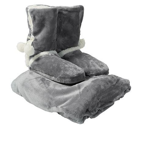 Soft & Cozy Plush Throw and Booties Gift Set ALL COLORS, SIZE S M L XL