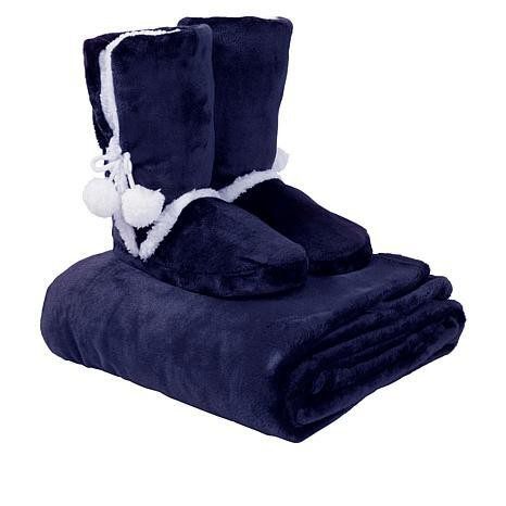 Soft & Cozy Plush Throw and Booties Gift Set ALL COLORS, SIZE S M L XL