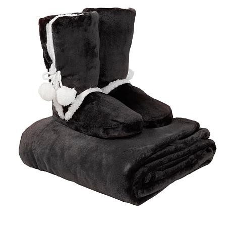 Soft & Cozy Plush Throw and Booties Gift Set ALL COLORS, SIZE S M L XL