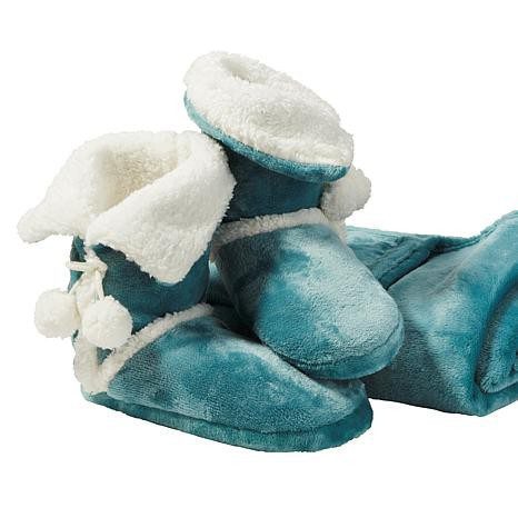 Soft & Cozy Plush Throw and Booties Gift Set ALL COLORS, SIZE S M L XL