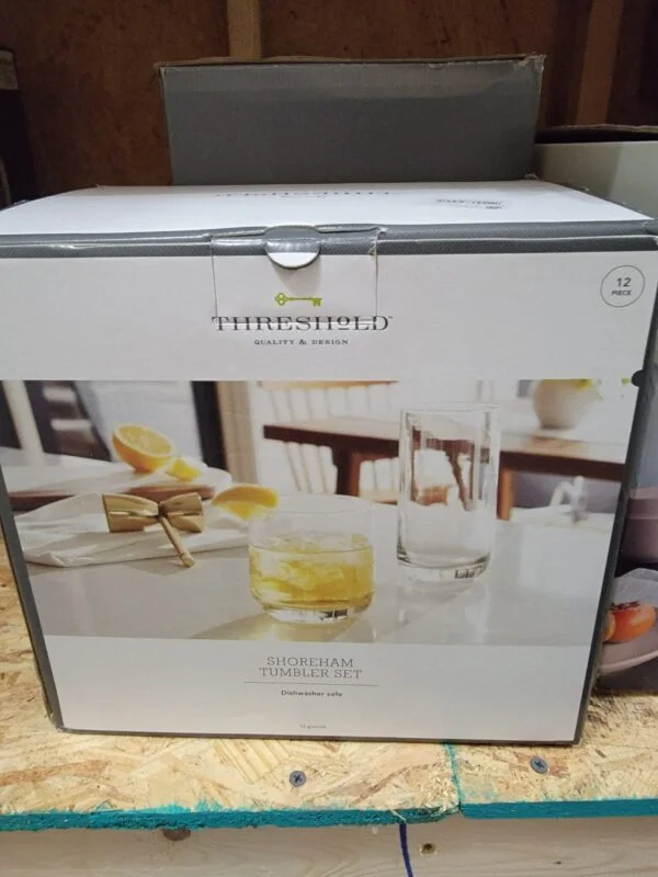 12pc Glass Shoreham Double Old Fashion and Highball Glasses Set  - Threshold