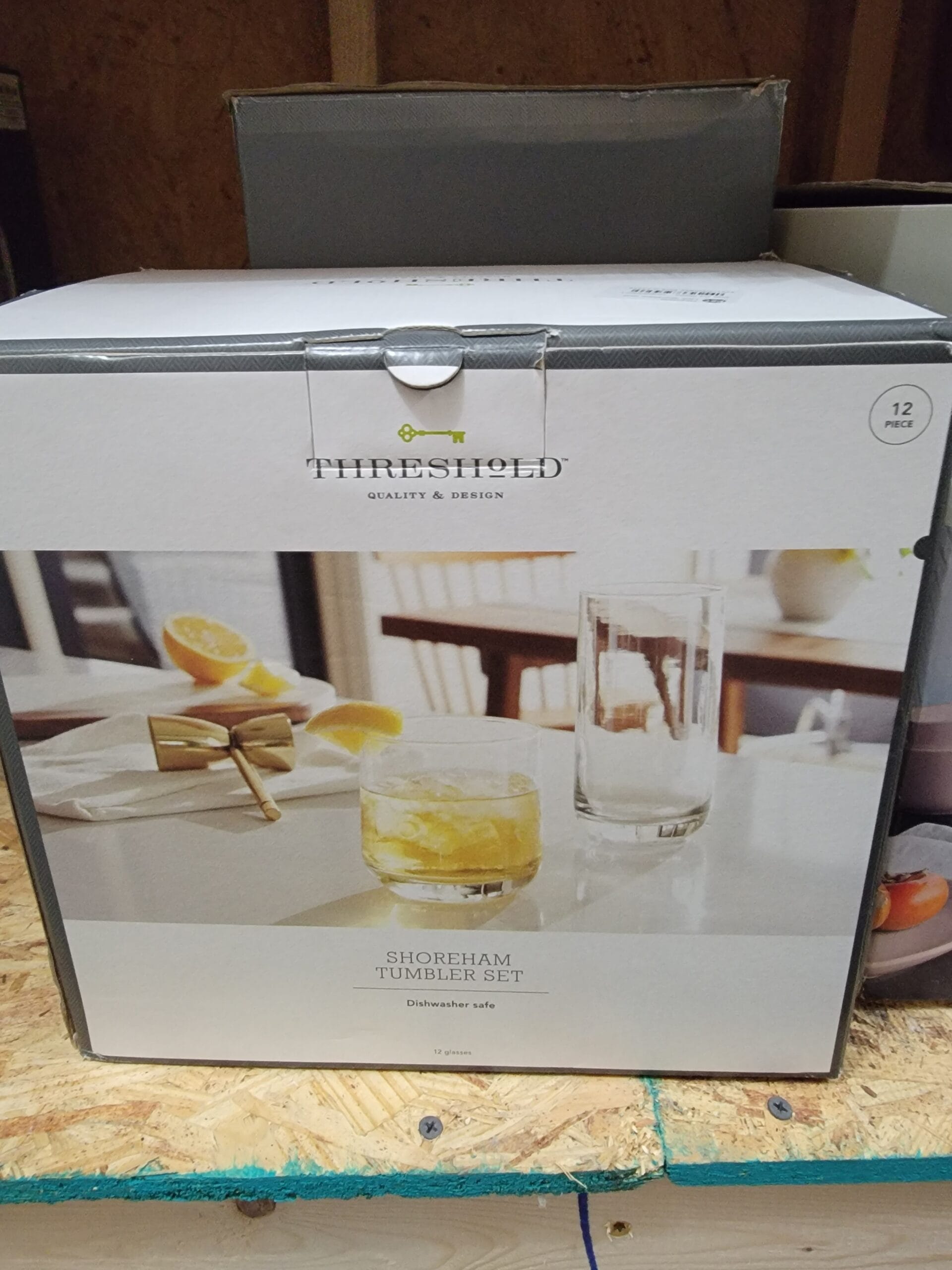 12pc Glass Shoreham Double Old Fashion and Highball Glasses Set - Threshold