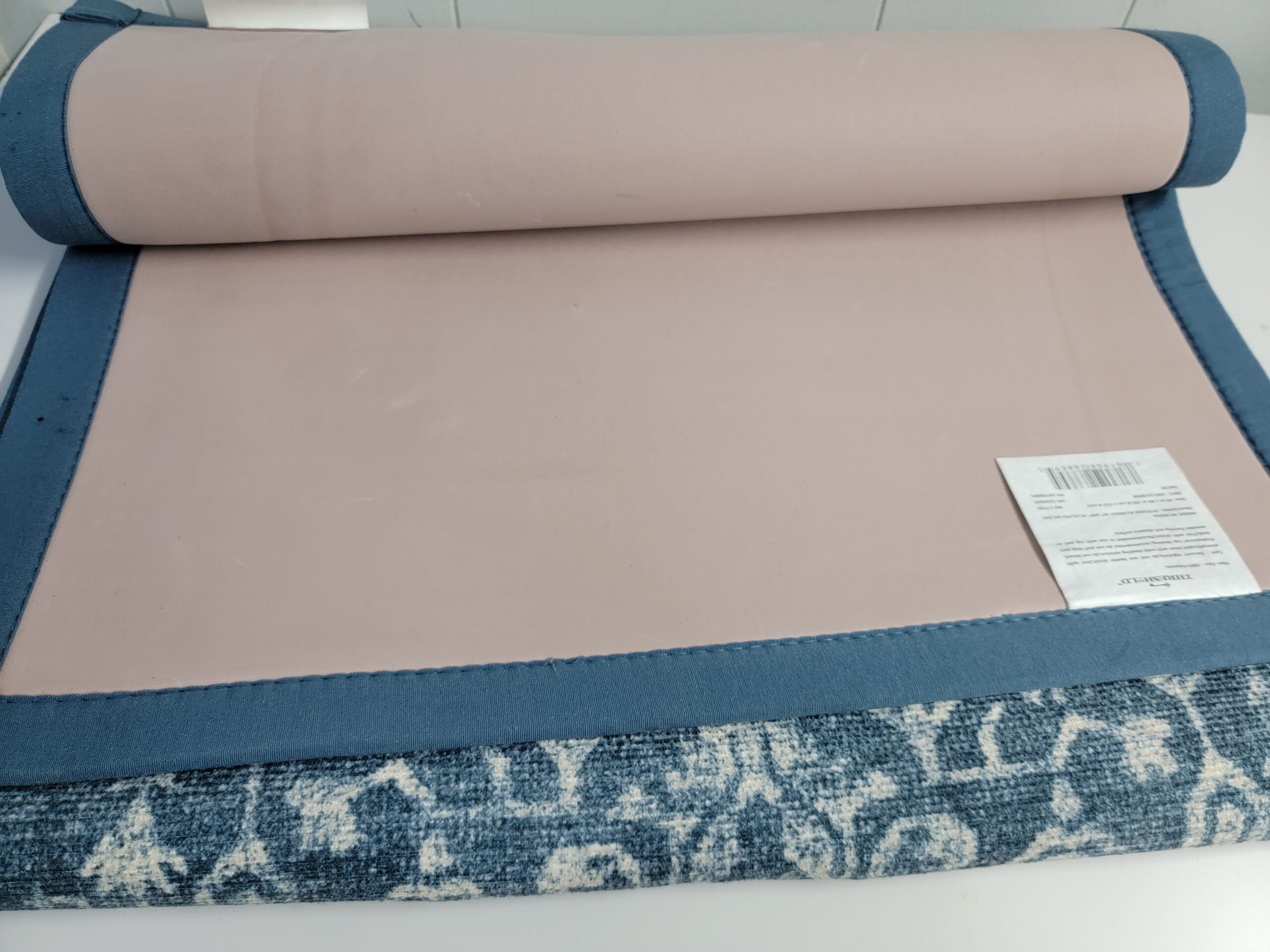 60" x 20" Vintage Print Comfort Kitchen Runner Rug Blue - Threshold