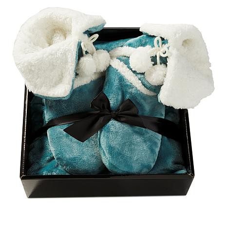 Soft & Cozy Plush Throw and Booties Gift Set ALL COLORS, SIZE S M L XL