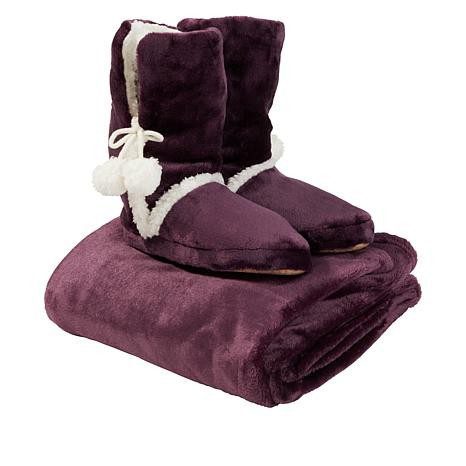Soft & Cozy Plush Throw and Booties Gift Set ALL COLORS, SIZE S M L XL