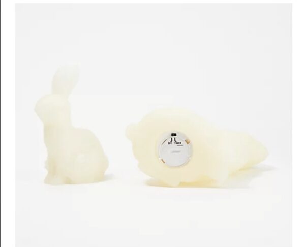Candle Impressions Set of 2 Illuminated Wax Bunnies, Cream