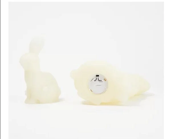 Candle Impressions Set of 2 Illuminated Wax Bunnies, Cream