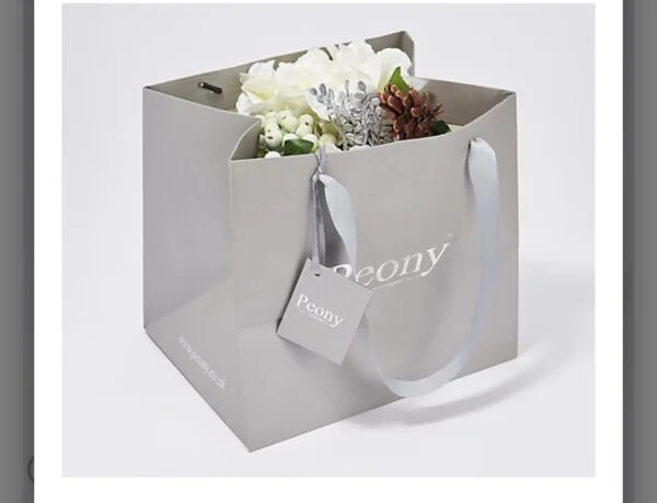 Real Touch Rose & Hydrangeas in Textured Pot w/ Gift Bag by Peony,
