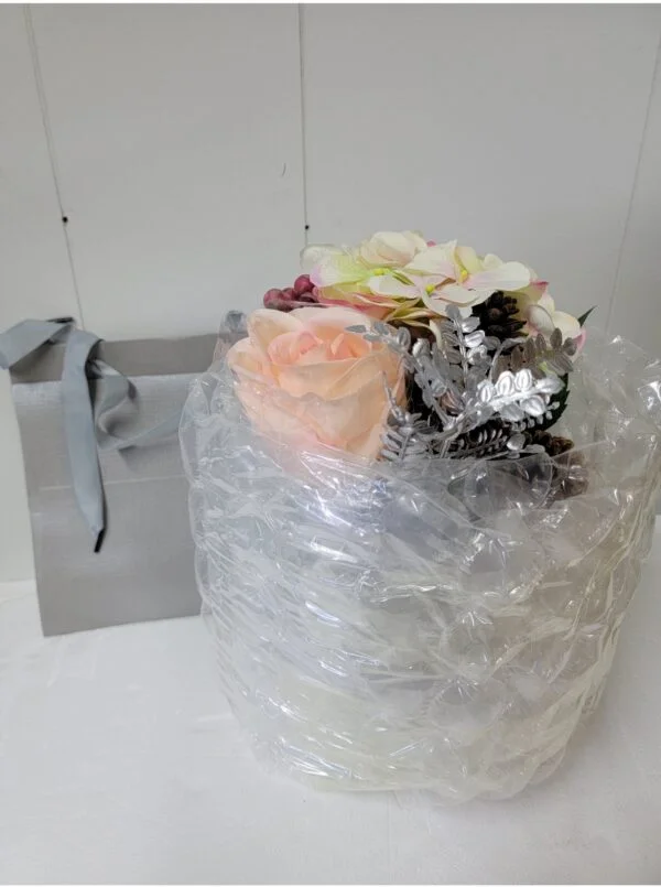 Real Touch Rose & Hydrangeas in Textured Pot w/ Gift Bag by Peony,