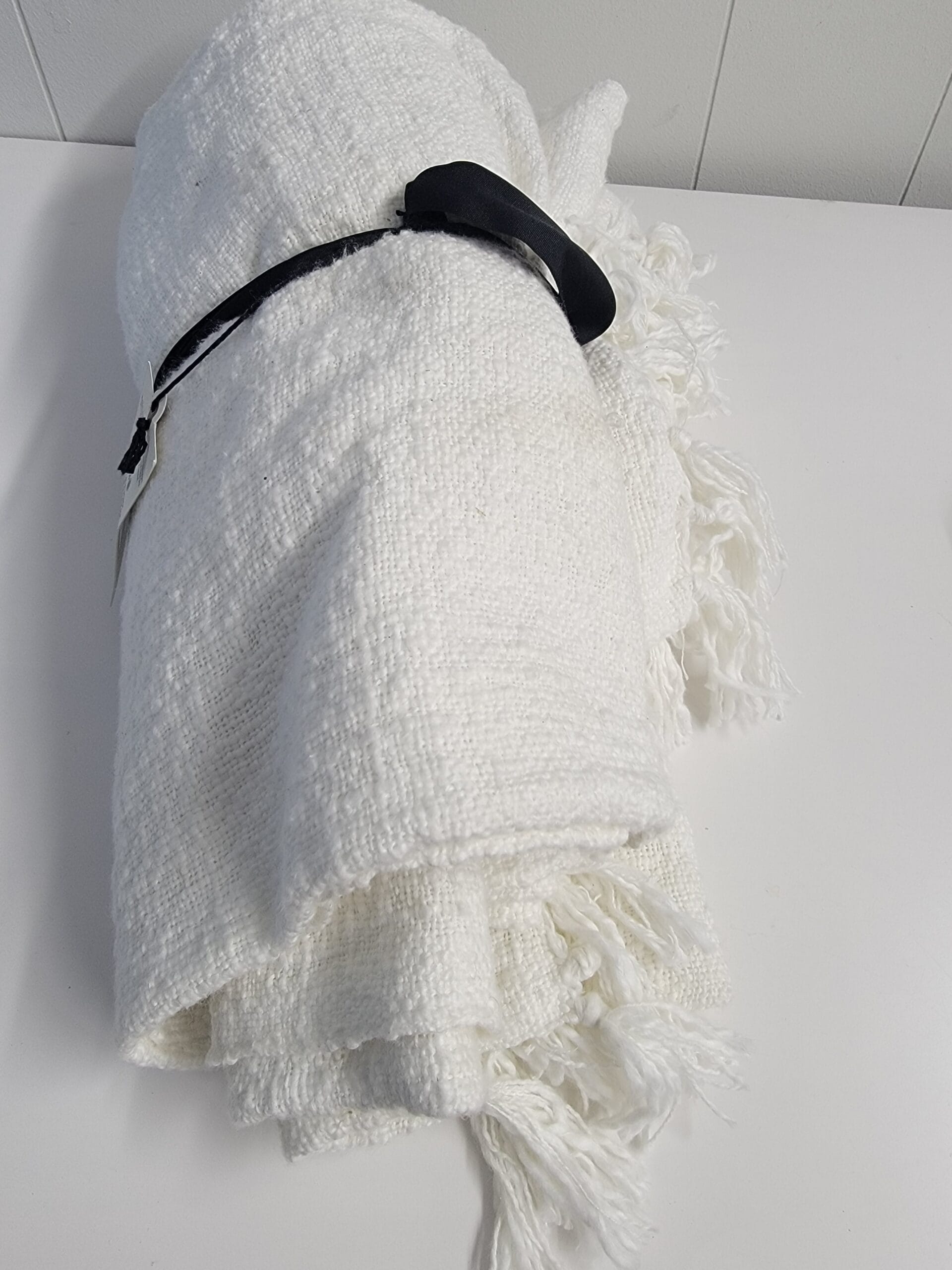 Knotted Fringe Throw Blanket White - Hearth & Hand with Magnolia