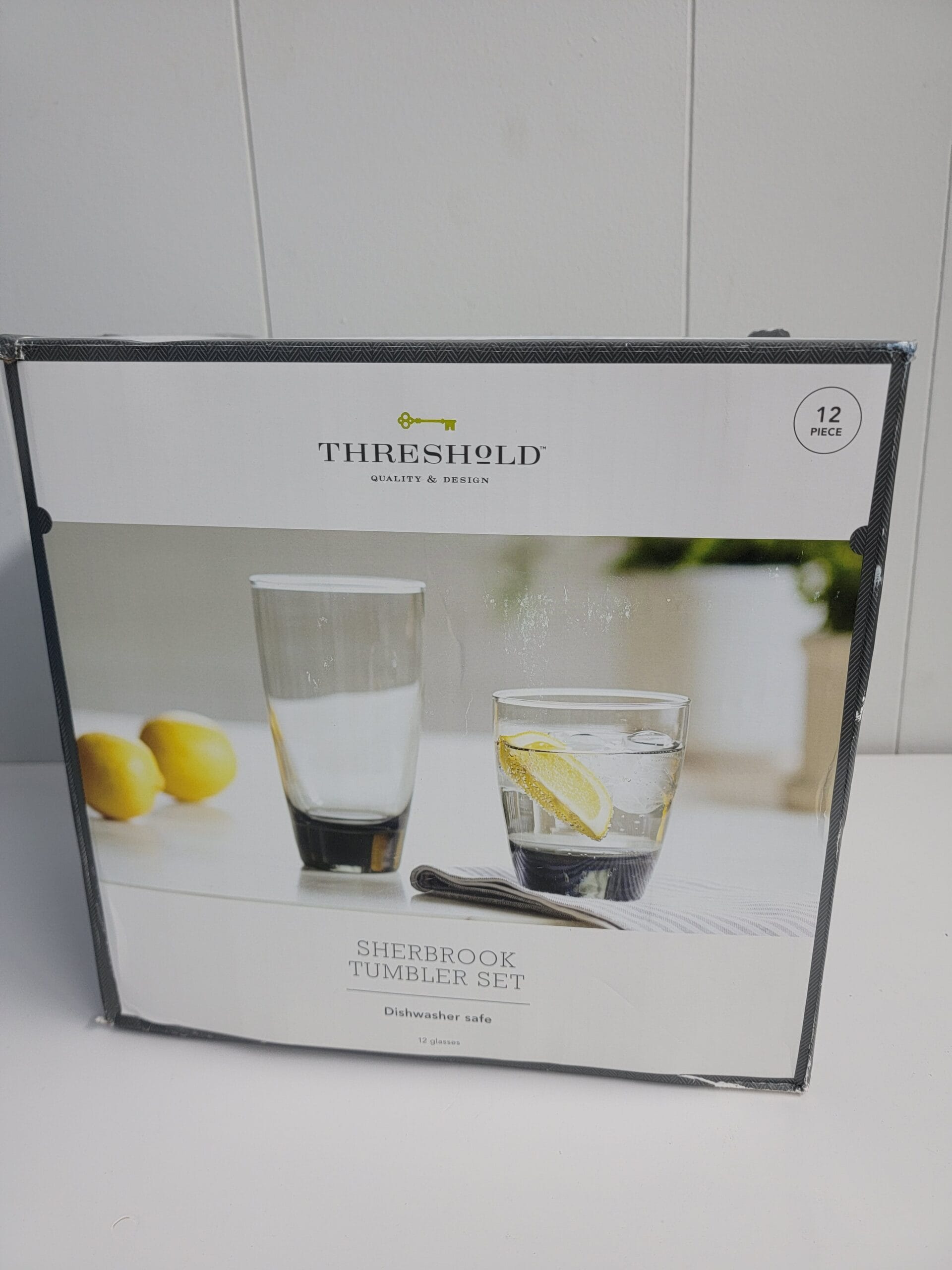 12pc Glass Sherbrook Assorted Tumblers Smoke - Threshold