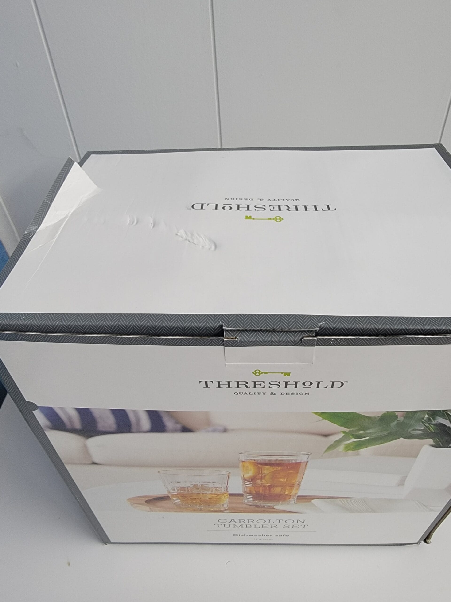 12pc Glass Assorted Beveled Tumblers - Threshold