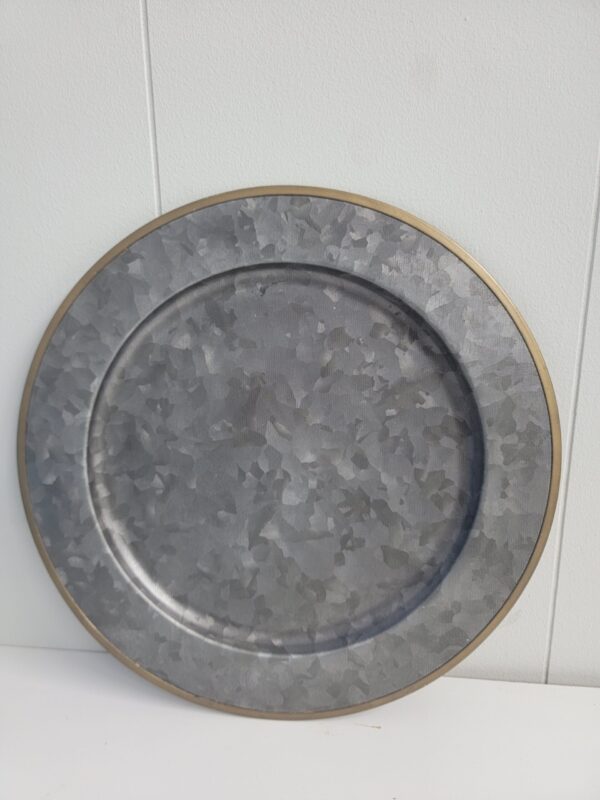 13" Metal Galvanized Decorative Charger Black - Threshold