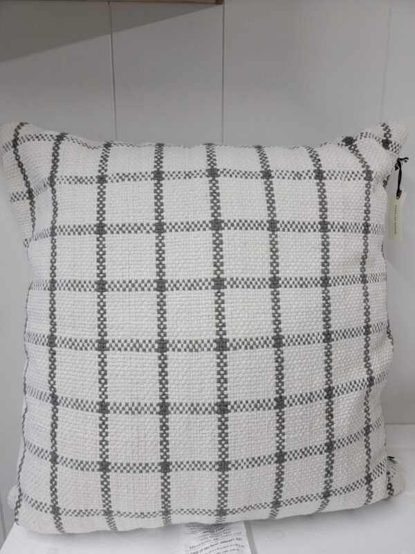 24" x 24" Windowpane Plaid Indoor/Outdoor Throw Pillow Gray/Teal/Cream - Hearth & Hand with Magnolia