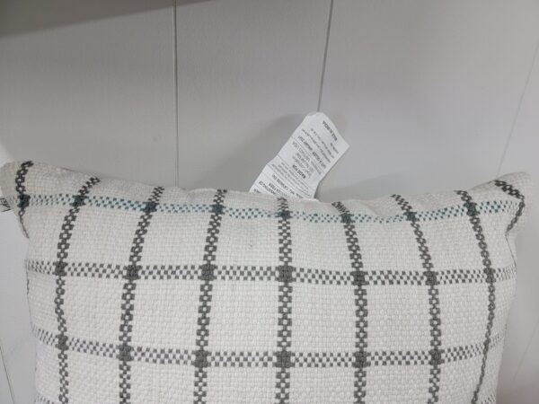 24" x 24" Windowpane Plaid Indoor/Outdoor Throw Pillow Gray/Teal/Cream - Hearth & Hand with Magnolia