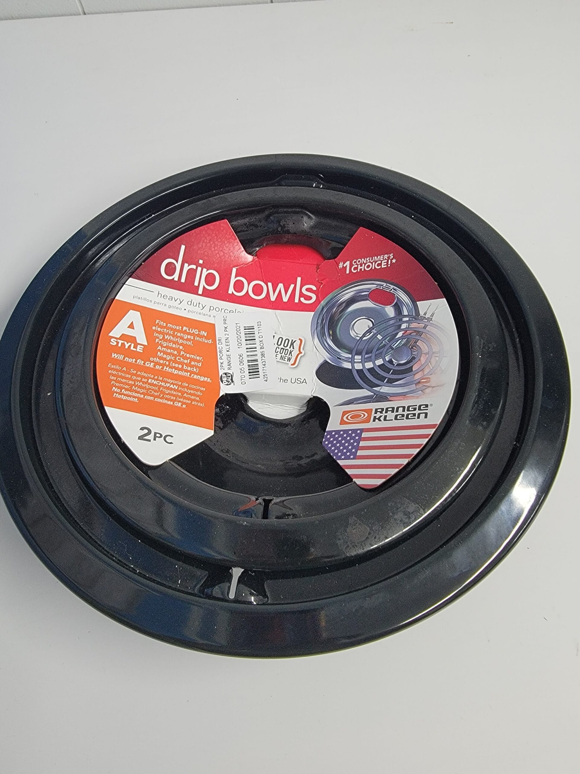 Range Kleen 2pc Porcelain Style A Drip Bowls Black