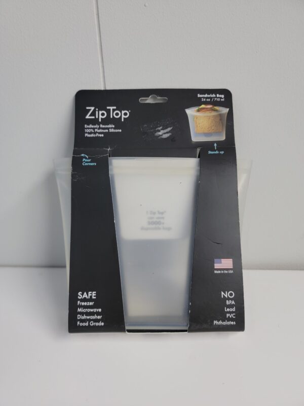 Zip Top 24oz Reusable 100% Platinum Silicone Container - Sandwich Bag - Frost