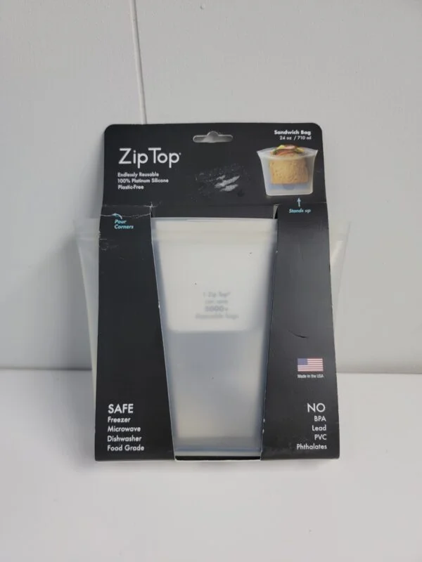 Zip Top 24oz Reusable 100% Platinum Silicone Container - Sandwich Bag - Frost