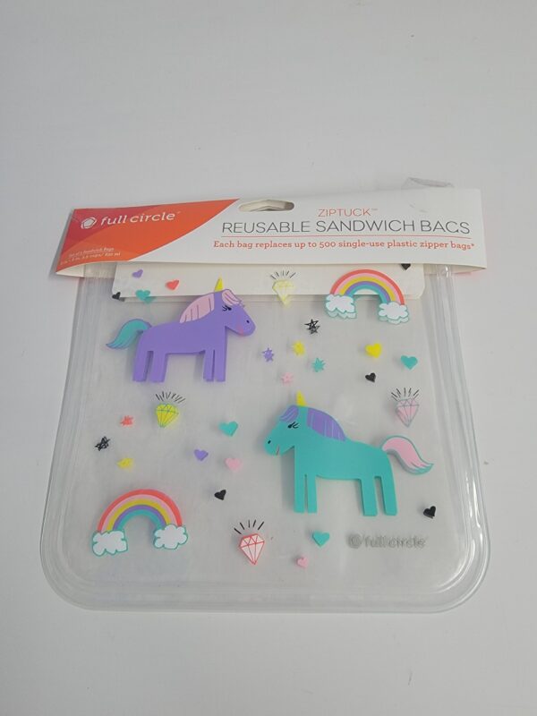 Full Circle 3.5 Cup 2pk Reusable Sandwich Bag Unicorn