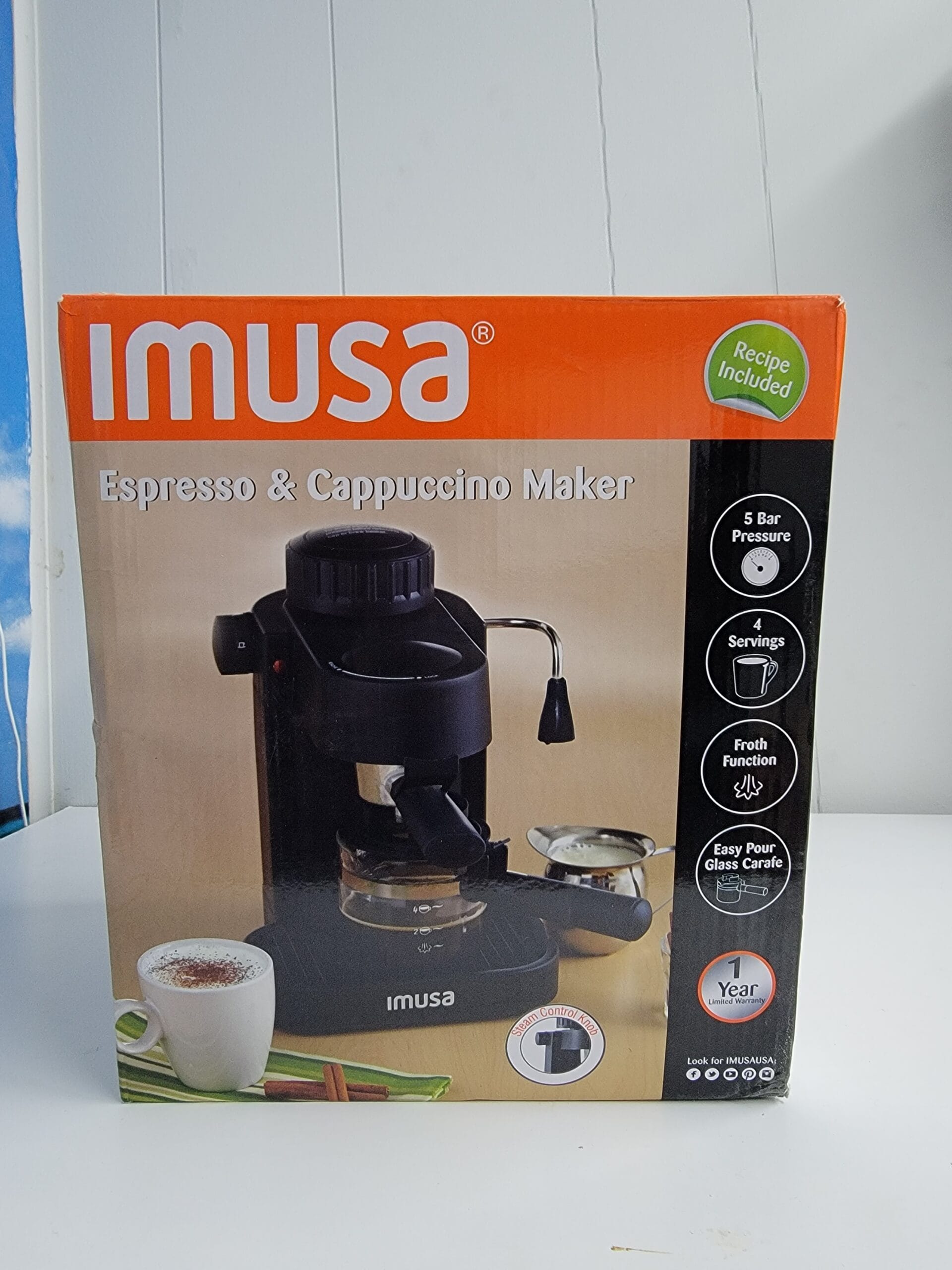IMUSA Espresso & Cappuccino Maker Black - 4 Cup