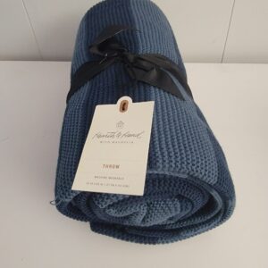 Color Block Stripe Throw Blanket Blue - Hearth & Hand with Magnolia