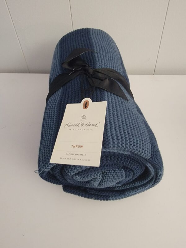 Color Block Stripe Throw Blanket Blue - Hearth & Hand with Magnolia