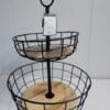 Iron and Mangowood Wire 2-Tier Fruit Basket Black - Threshold
