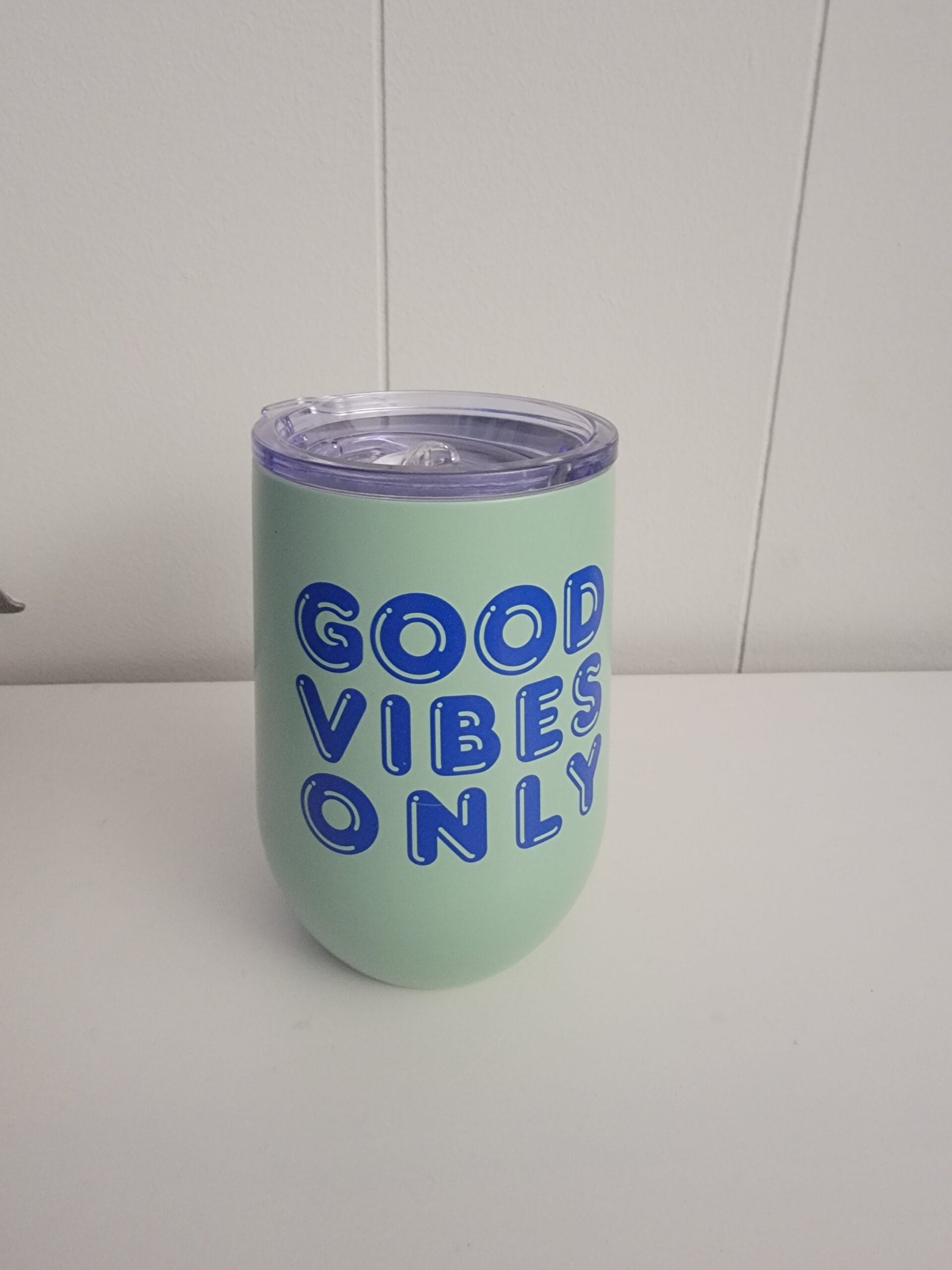 11oz Stainless Steel Vacuum Wine Tumbler with SAN Slide Lid Good Vibes Only - Room Essentials 11oz Stainless Steel Vacuum Wine Tumbler with SAN Slide Lid Good Vibes Only - Room Essentials