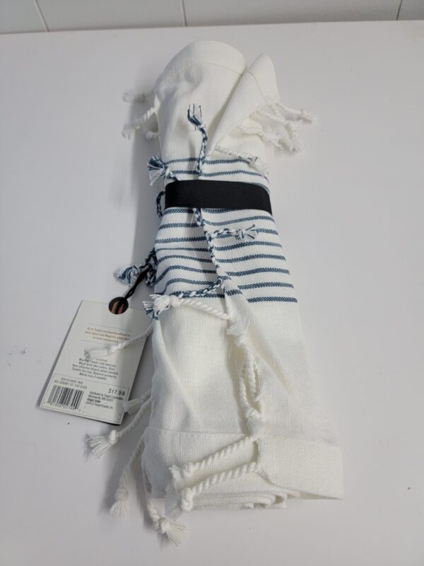 72” x 14” Core Stripes Twisted Fringe Table Runner Blue/Cream - Hearth & Hand with Magnolia