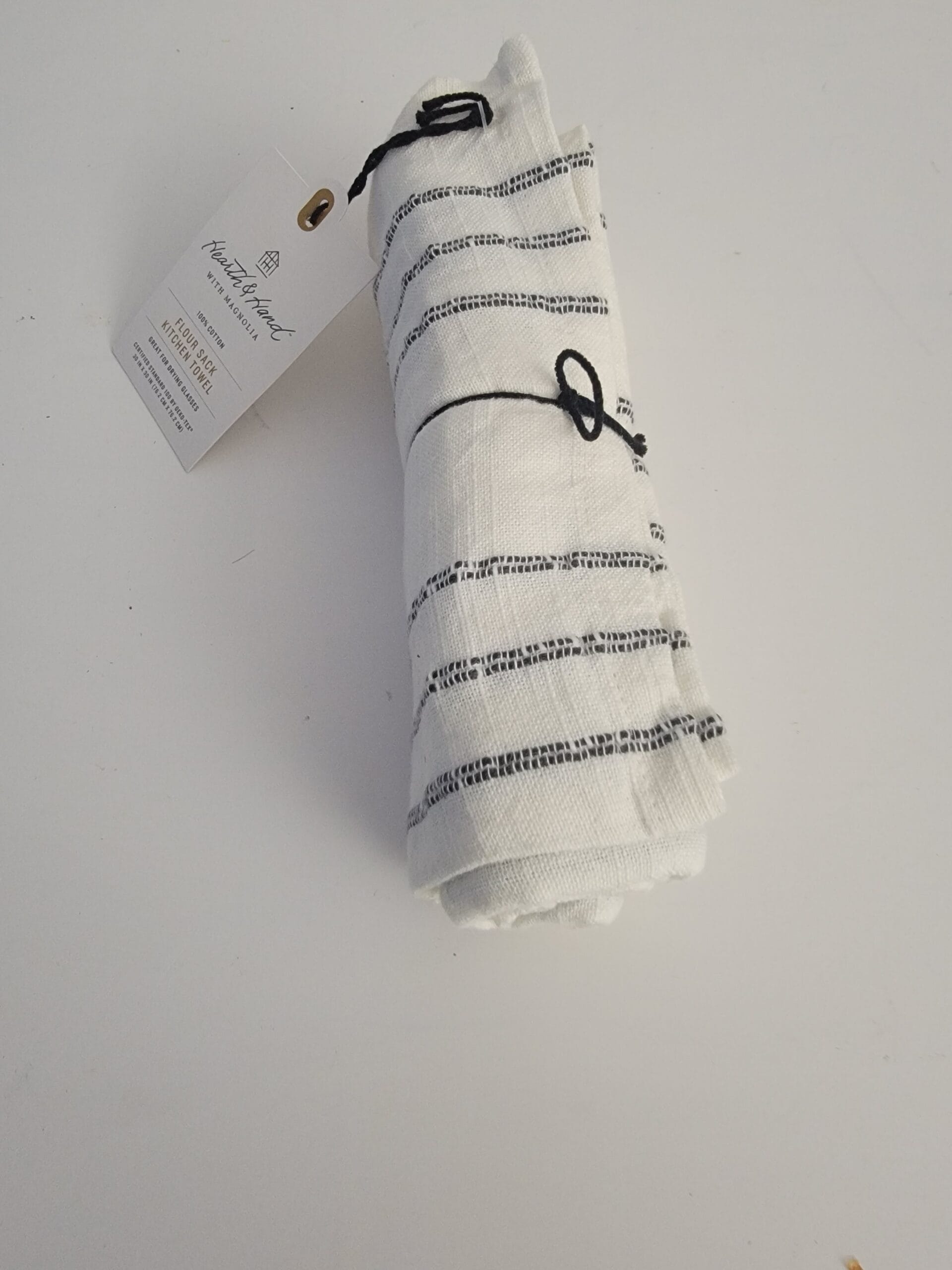 Stripe Flour Sack Kitchen Towel Sour Cream/Railroad Gray - Hearth & Hand with Magnolia