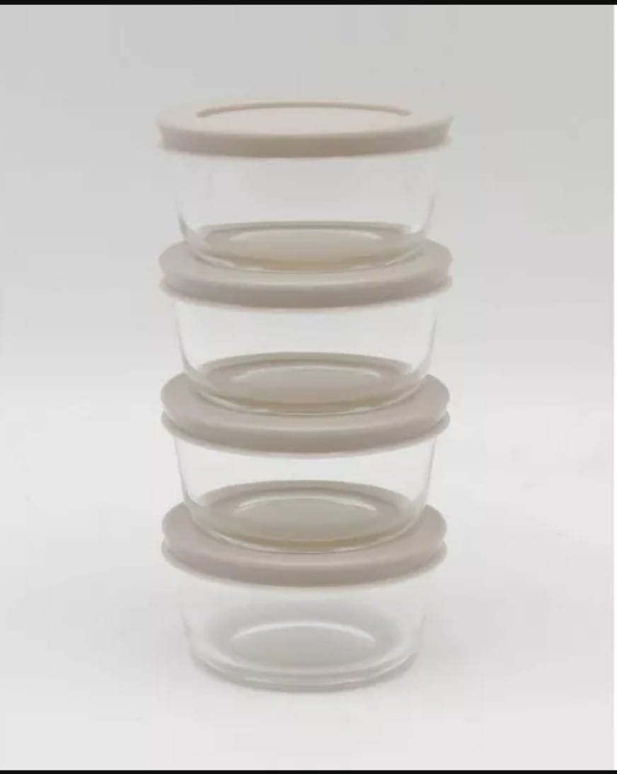 1 Cup 4pk Round Glass Food Storage Container Set Light Gray - Room Essentials