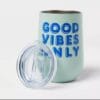 11oz Stainless Steel Vacuum Wine Tumbler with SAN Slide Lid Good Vibes Only - Room Essentials