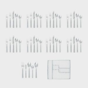 45pc Stainless Steel Sydney Sand Silverware Set with Caddy - Threshold