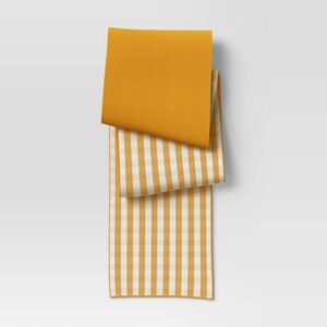 108" x 14" Cotton Gingham Check Table Runner Yellow - Threshold