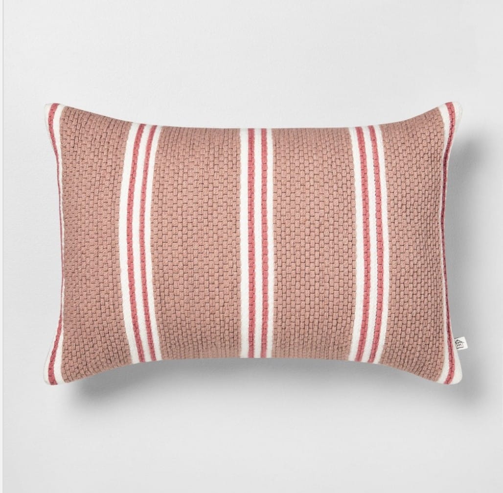 14" x 20" Stripe Oblong Pillow Dusty Rose/Light Pink - Hearth & Hand with Magnolia