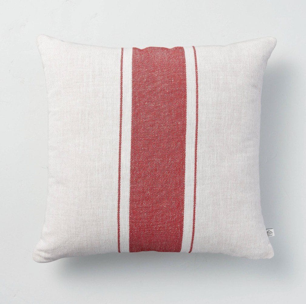 18" x 18" Bold Center Stripe Throw Pillow Red - Hearth & Hand with Magnolia